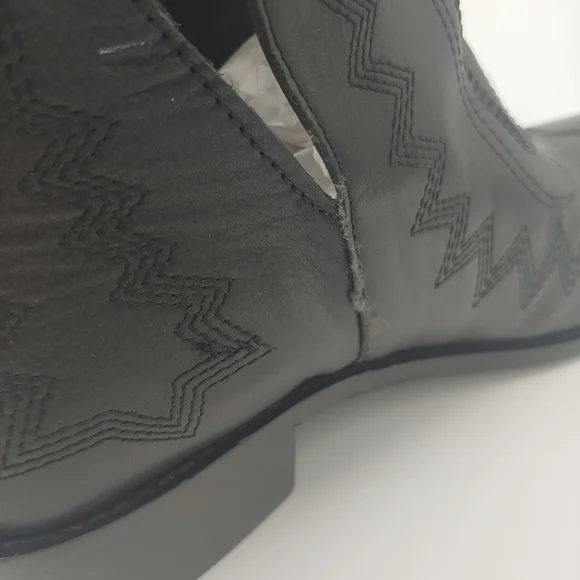 Western Leather Black Cowboy Boot Ankle Boho Shoe New bootie - Picture 11 of 11